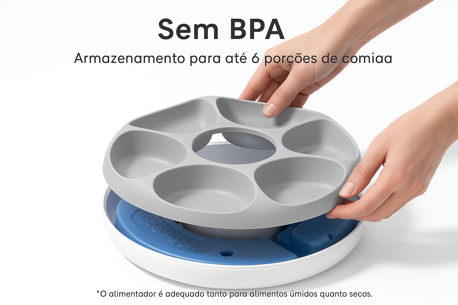 Sistema de armazenamento sem BPA com fundo branco e sombra