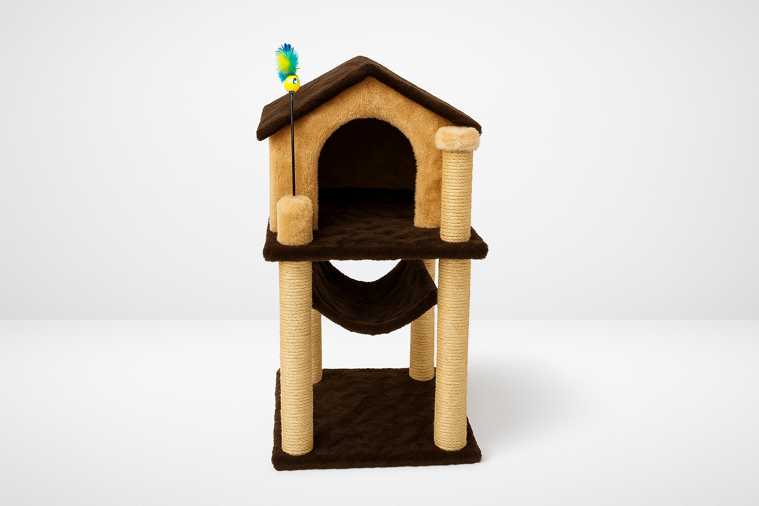 Torre para gatos com sombra suave