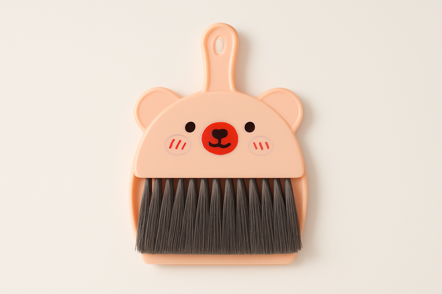 Vassoura em formato de urso com fundo branco e sombra